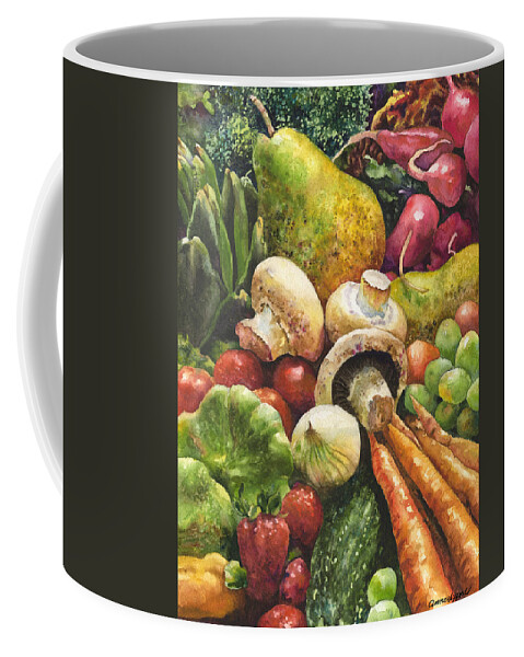 Vegetables Painting Coffee Mug featuring the painting Bountiful by Anne Gifford