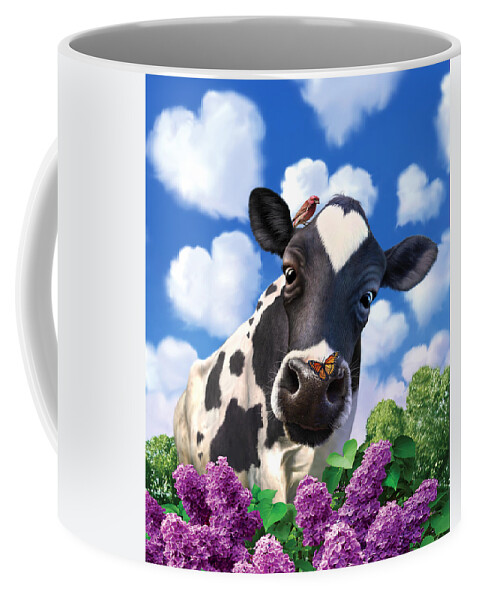 Cow Coffee Mug featuring the digital art Bovinity by Jerry LoFaro