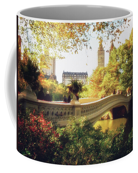 Bow Bridge Coffee Mug featuring the photograph Bow Bridge - Autumn - Central Park by Vivienne Gucwa