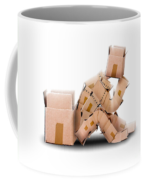 Box Coffee Mug featuring the photograph Box character sat thinking by Simon Bratt