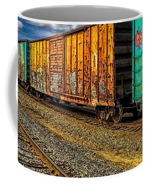 Train Coffee Mug featuring the photograph Boxcars by Bob Orsillo
