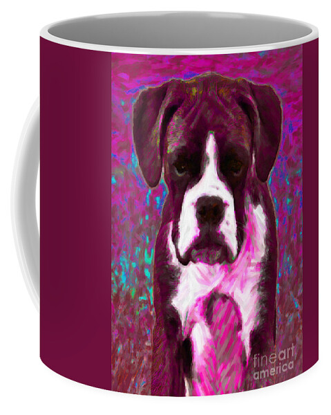 Animal Coffee Mug featuring the photograph Boxer 20130126v7 by Wingsdomain Art and Photography