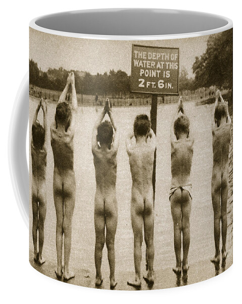 London Coffee Mug featuring the photograph Boys Bathing in the Park Clapham by English Photographer