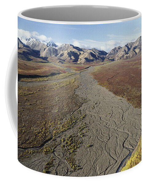 Alaska Coffee Mug featuring the photograph Braided River In Alaska by Thomas And Pat Leeson
