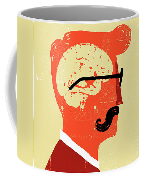 40-45 Coffee Mug featuring the photograph Brain Inside Head Of Man With Mustache by Ikon Ikon Images