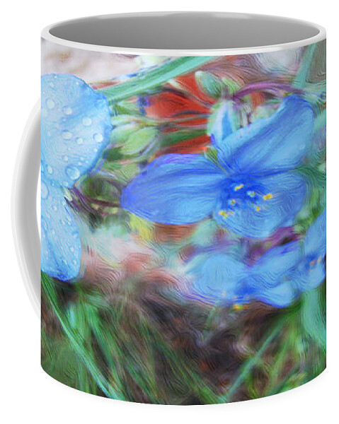 Blue Coffee Mug featuring the photograph Brilliant Blue Flowers by Cathy Anderson