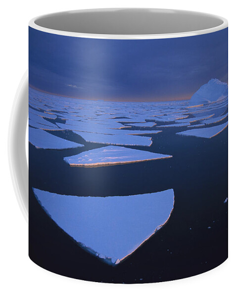 Feb0514 Coffee Mug featuring the photograph Broken Fast Ice Under Midnight Sun by Tui De Roy