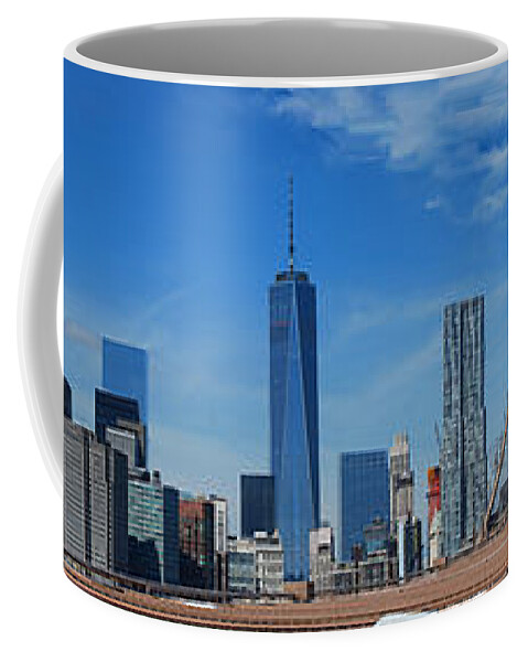 Wright Coffee Mug featuring the photograph Brooklyn Bridge and Lower Manhattan by Paulette B Wright