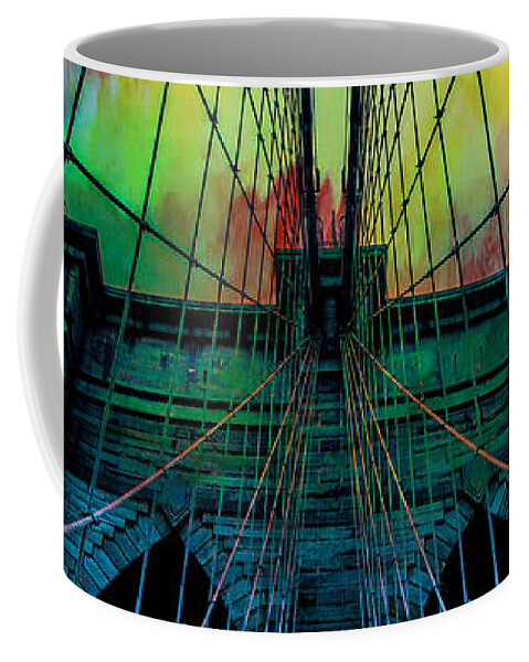 Brooklyn Bridge Coffee Mug featuring the digital art Psychedelic Skies by Az Jackson