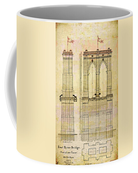Brooklyn Coffee Mug featuring the photograph Brooklyn Bridge Tower One Plans by Bill Cannon