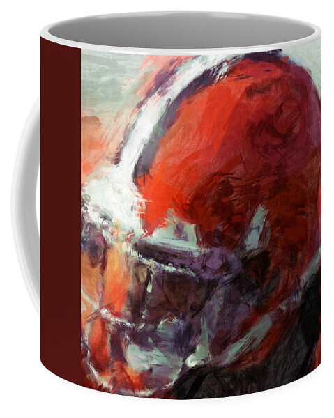 Cleveland Coffee Mug featuring the digital art Browns Art Helmet Abstract by David G Paul