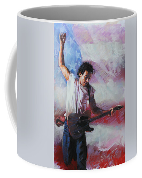 Singer Coffee Mug featuring the mixed media Bruce Springsteen The Boss by Viola El