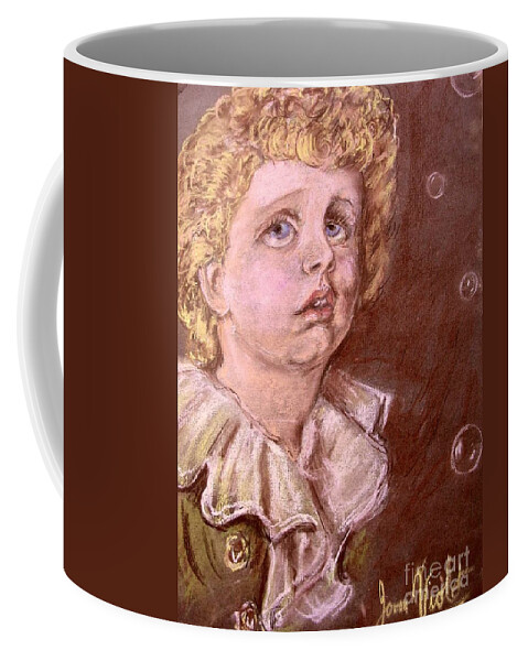 Bubbles Coffee Mug featuring the pastel Bubbles Pastel Portrait by Joan-Violet Stretch
