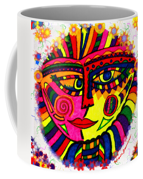 Fractals Coffee Mug featuring the painting Bubbly Boo - Abstract Face - Fractals by Marie Jamieson