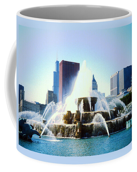 Buckingham Coffee Mug featuring the photograph Buckingham Fountain Chicago 1984 by Gordon James