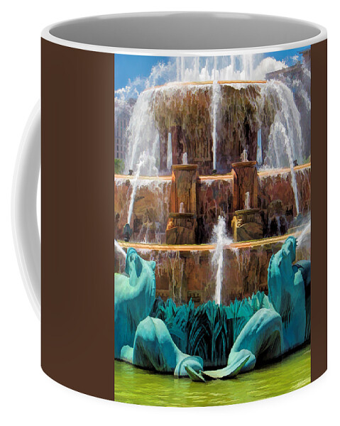 Buckingham Fountain Coffee Mug featuring the painting Chicago Buckingham Fountain Closeup by Christopher Arndt