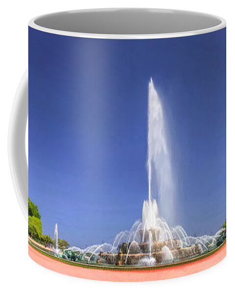 Buckingham Fountain Coffee Mug featuring the painting Chicago Buckingham Fountain Panorama by Christopher Arndt