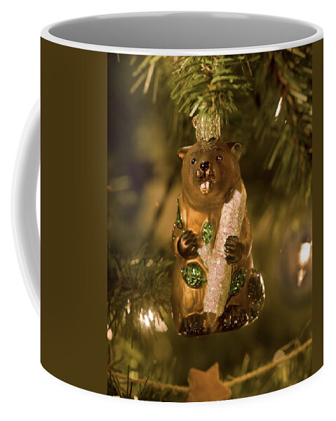 Christmas Ornament Coffee Mug featuring the photograph Bucky the Beaver at Christmas by Rich Franco