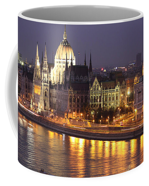 Budapest Coffee Mug featuring the photograph Budapest Parliament buildings by Shirley Mitchell