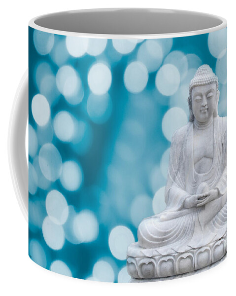 Asia Coffee Mug featuring the photograph Buddha Enlightenment Blue by Hannes Cmarits