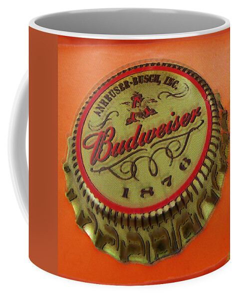 Budweiser Coffee Mug featuring the painting Budweiser Cap by Tony Rubino