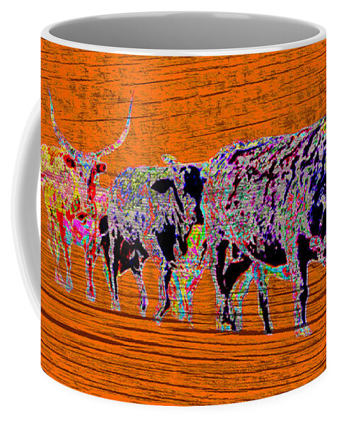 Texas Longhorn Coffee Mug featuring the photograph Bulls On The Move by Amanda Smith