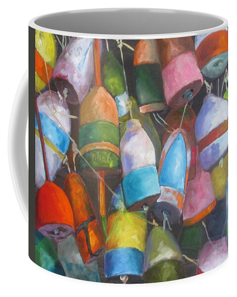 Seafood Coffee Mug featuring the painting Buoys by Susan Richardson