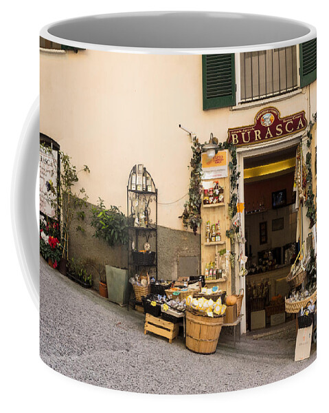 Cinque Terre Coffee Mug featuring the photograph Burasca Shop of Manarola by Prints of Italy