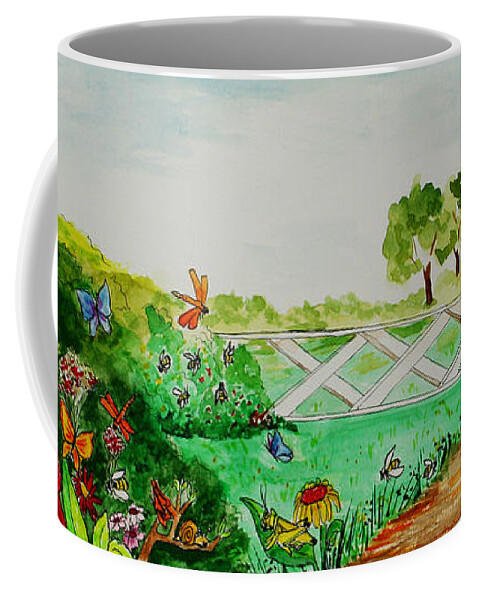 Garden Coffee Mug featuring the painting Busy Bee Garden by Janis Lee Colon