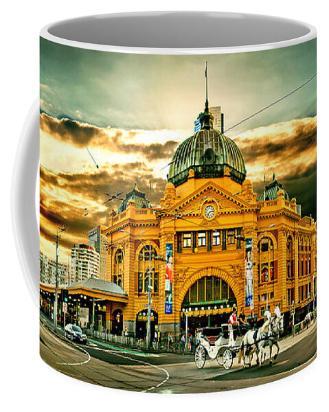 Melbourne Coffee Mug featuring the photograph Busy Flinders St Station by Az Jackson