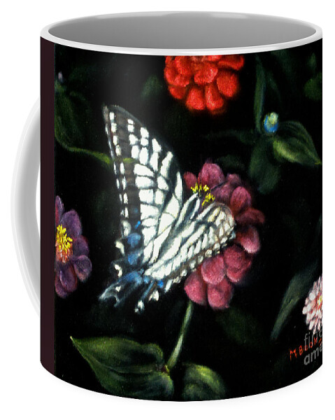 Still Life Coffee Mug featuring the painting Butterflies in the Garden No. 1 by Marlene Book