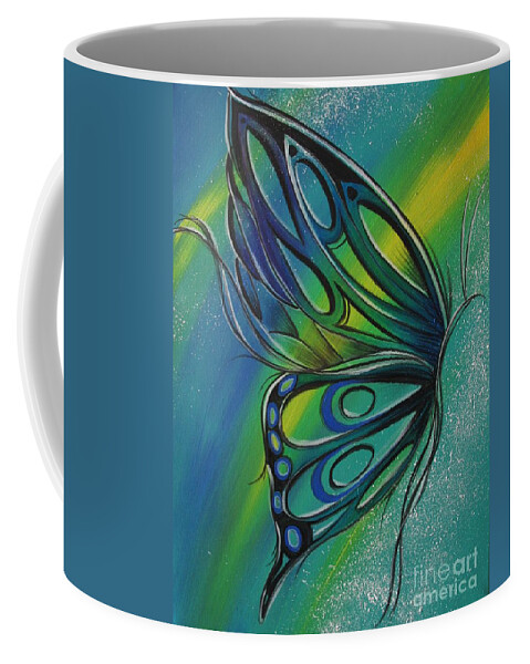 Reina Coffee Mug featuring the painting Butterfly 1 by Reina Cottier