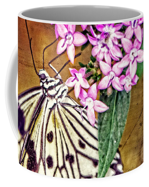 Butterfly Coffee Mug featuring the painting Butterfly Art - Hanging On - By Sharon Cummings by Sharon Cummings