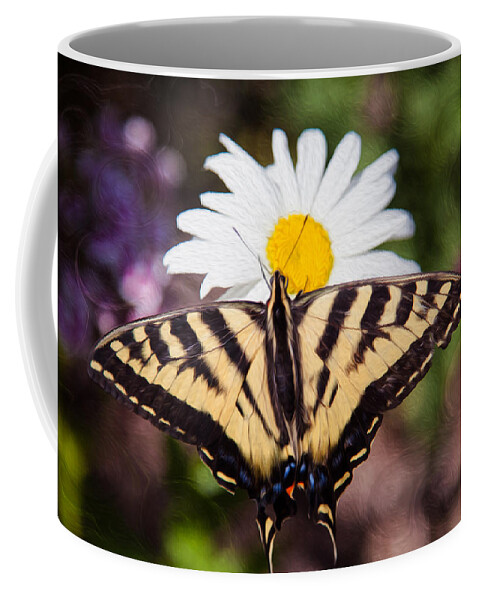 Holly Coffee Mug featuring the painting Butterfly Kisses by Omaste Witkowski