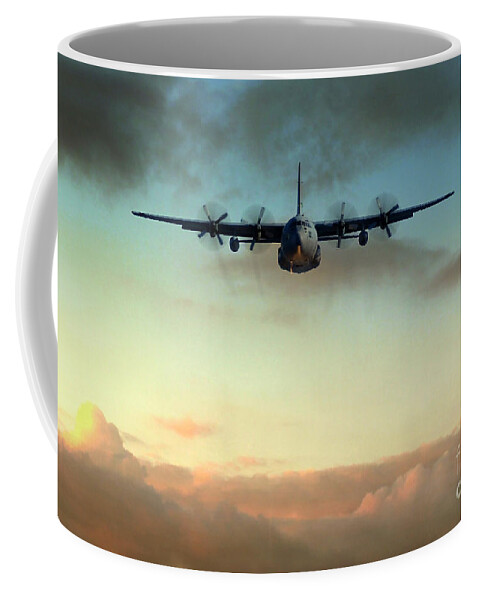 C130 Coffee Mug featuring the digital art C-130E Inbound by Airpower Art