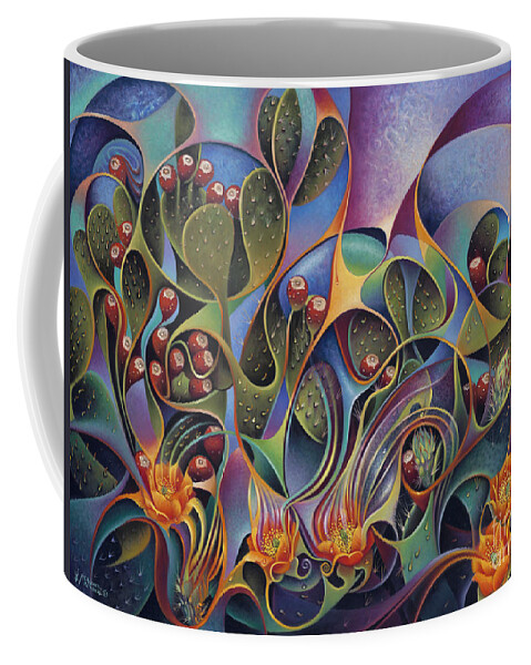 Cactus Coffee Mug featuring the painting Cactus Dinamicus - 3D by Ricardo Chavez-Mendez
