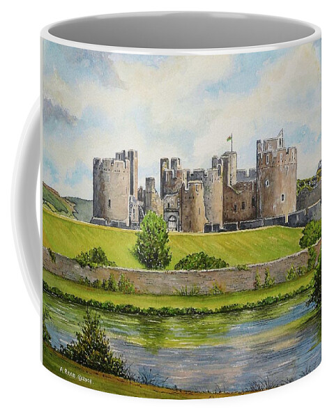 Caerphilly Coffee Mug featuring the painting Caerphilly Castle by Andrew Read