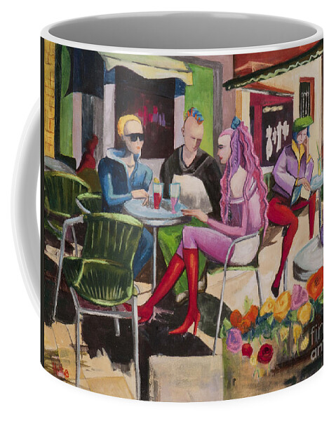 Fauvism Coffee Mug featuring the painting Cafe Marseille by Elisabeta Hermann