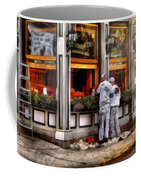 Savad Coffee Mug featuring the photograph Cafe - The Painters by Mike Savad