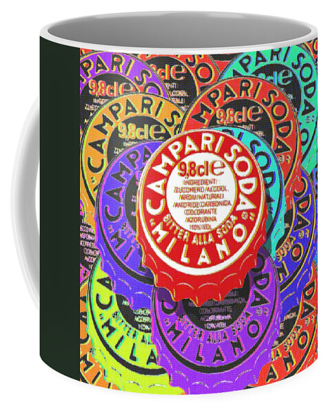Campari Coffee Mug featuring the painting Campari Soda Caps by Tony Rubino
