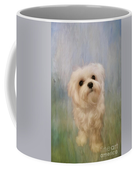 Dog Coffee Mug featuring the digital art Can We Play Now by Lois Bryan