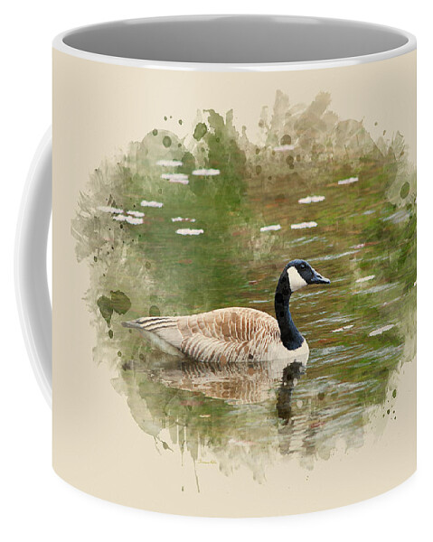 Canada Goose Coffee Mug featuring the mixed media Canada Goose Watercolor Art by Christina Rollo