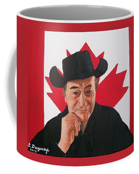 Patriotic Coffee Mug featuring the painting Canadian Icon Stompin' Tom Conners by Sharon Duguay