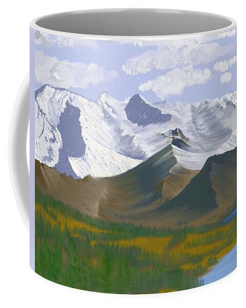 Landscape Coffee Mug featuring the digital art Canadian Rockies by Terry Frederick