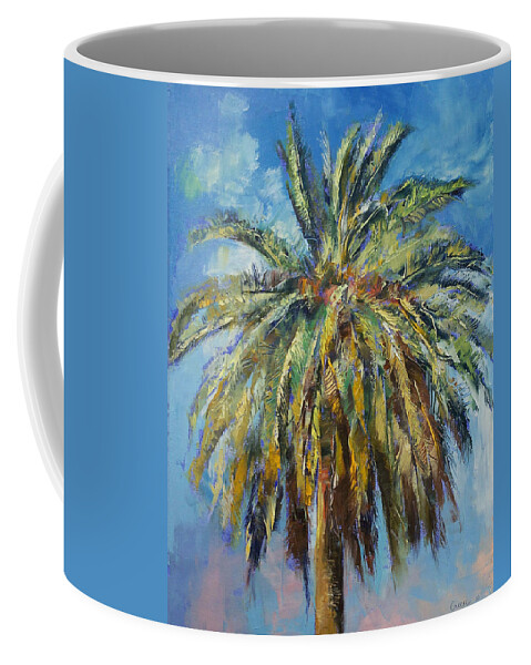 Canary Island Coffee Mug featuring the painting Canary Island Date Palm by Michael Creese