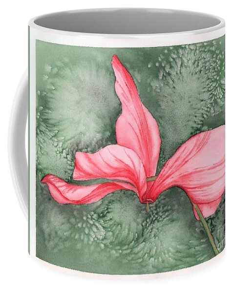 Cyclamen Coffee Mug featuring the painting Candy Cane Cyclamen by Hilda Wagner