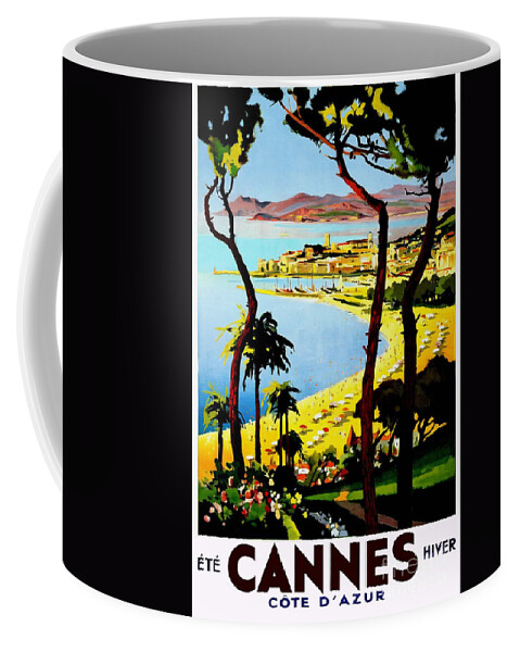 Cannes Coffee Mug featuring the photograph Cannes Vintage Travel Poster by Jon Neidert