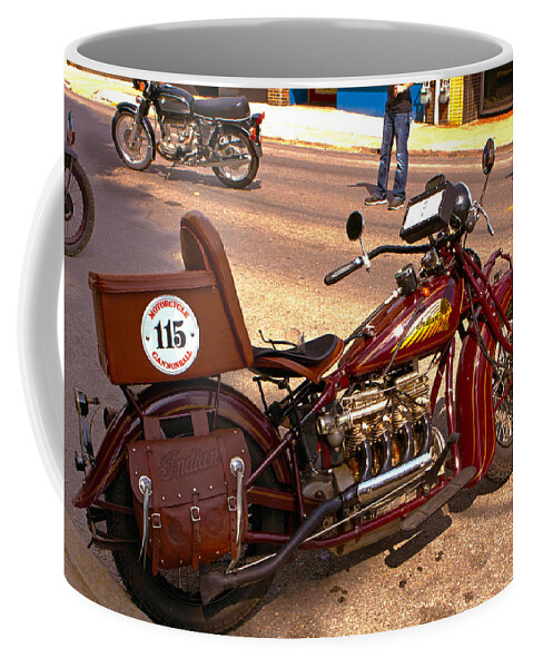 Motorcycle Cannonball 2014 Coffee Mug featuring the photograph Cannonball Indian #115 by Jeff Kurtz