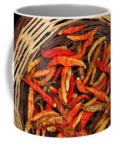 Chili Coffee Mug featuring the photograph Capsicum annuum Chilis in Basket by James Brunker