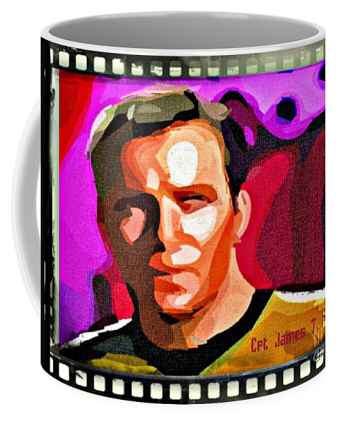 Star Trek Canvas Prints Coffee Mug featuring the digital art Captain James T Kirk by John Malone
